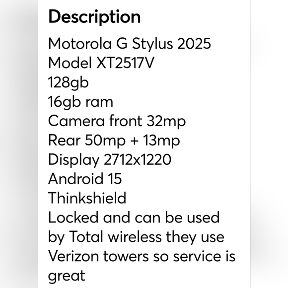 Motorola 5g stylus 2025Model XT2517V